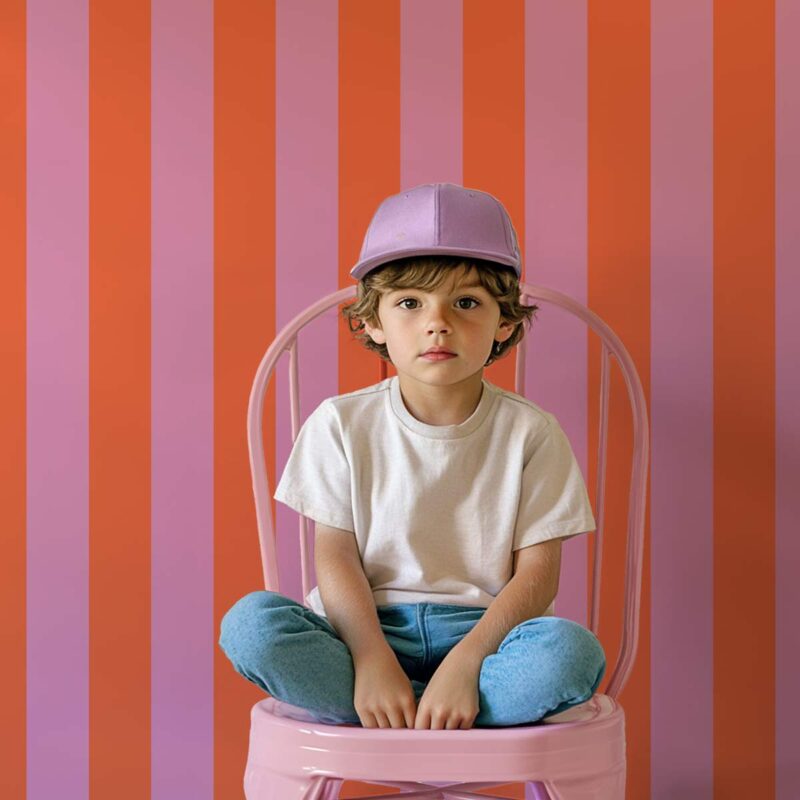 Papier peint coloré bandes orange et violet