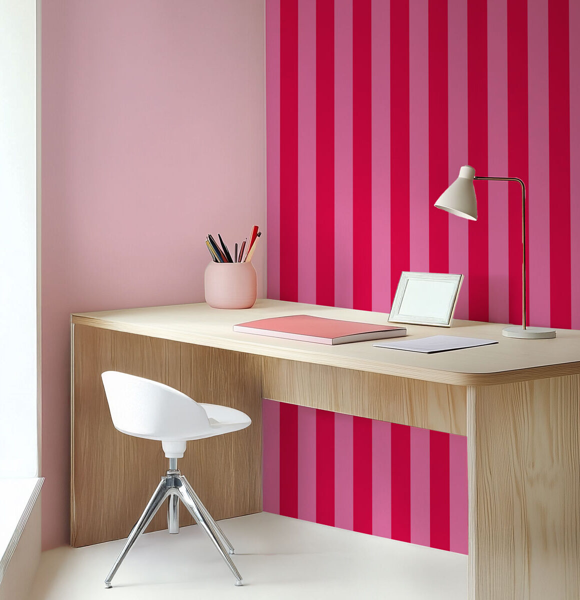 Papier peint flashy rayures rose