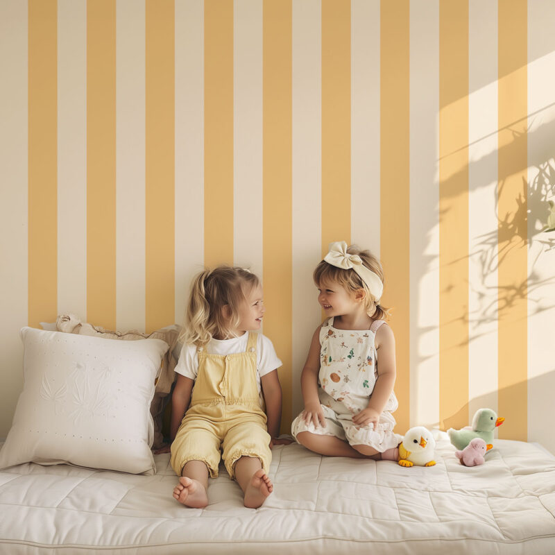 papier peint rayures jaune