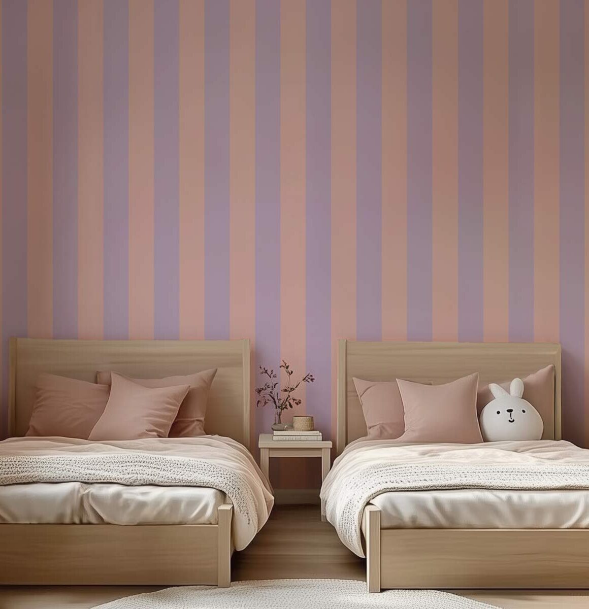 papier peint bande rose clair et violet