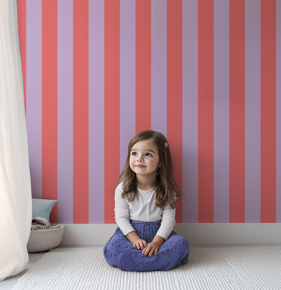 papier peint rayures pop rouge et violet
