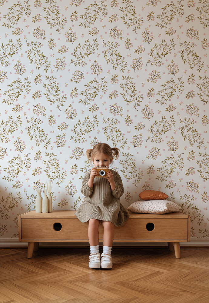 papier peint feuillage fille