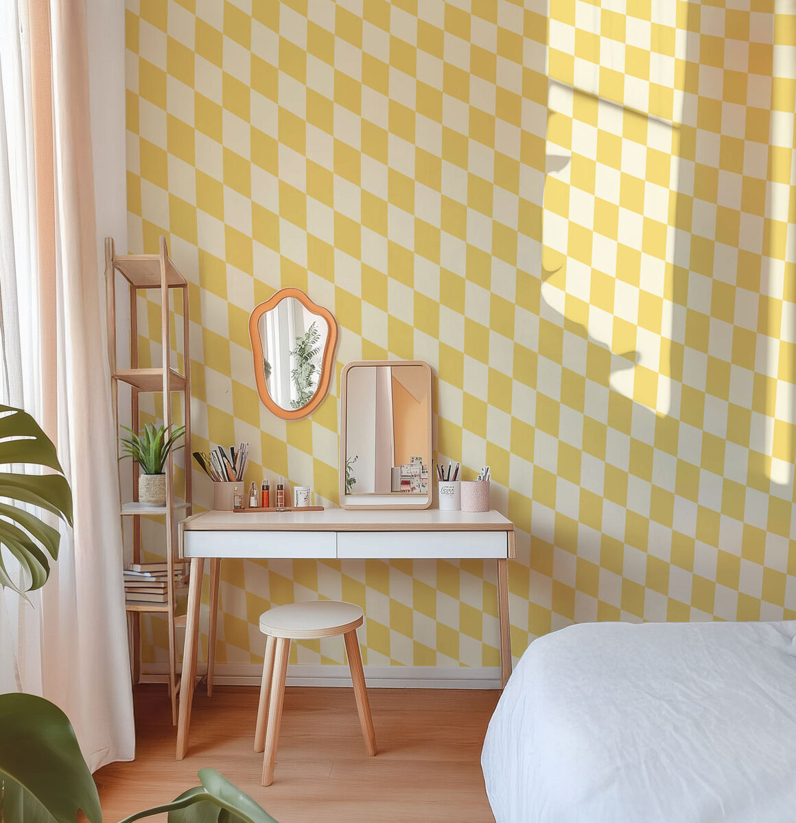 papier peint damier jaune