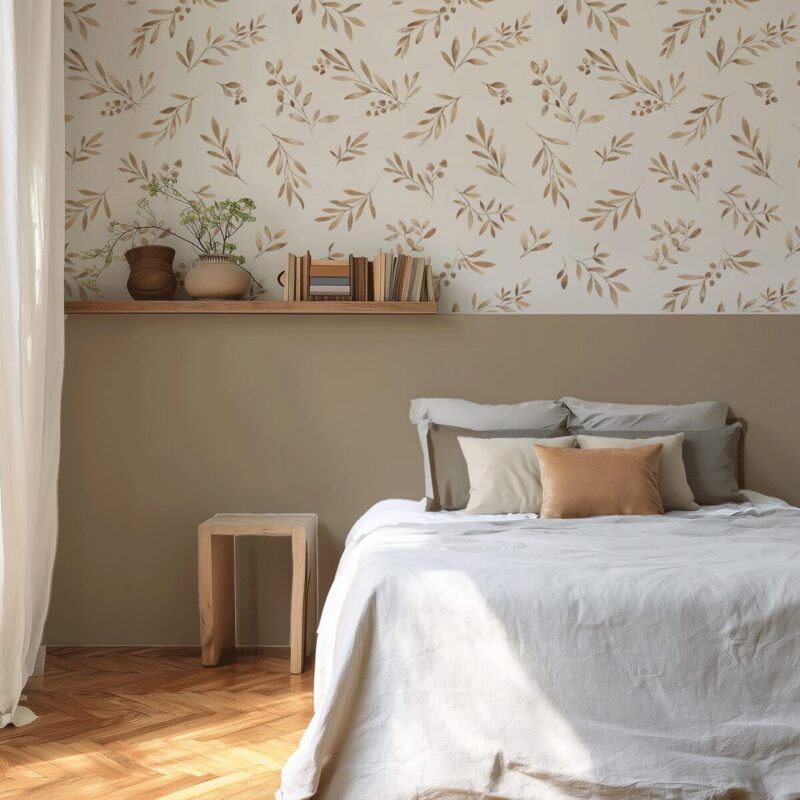 papier peint petites feuilles