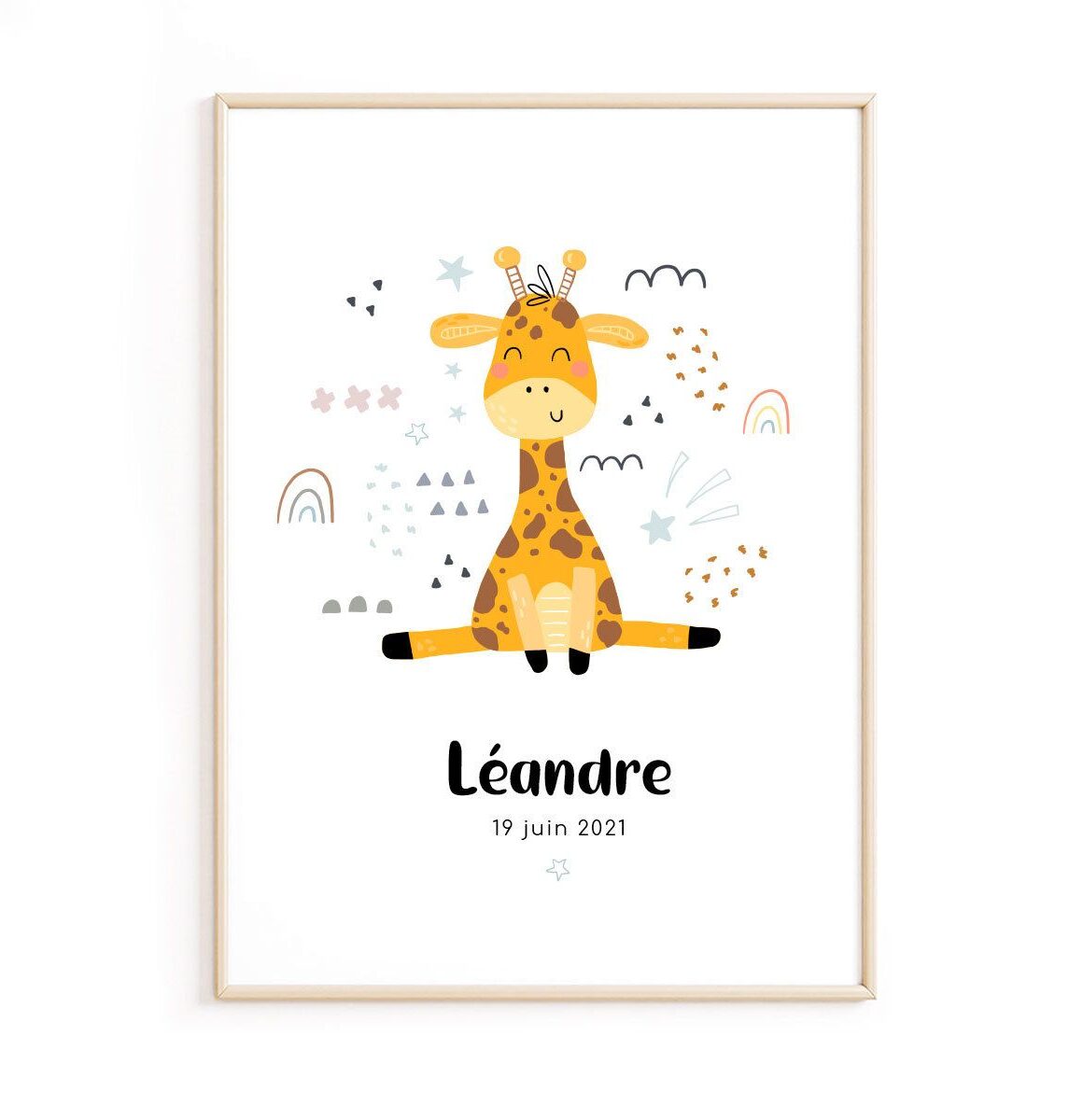 affiche-bébé-girafe-personnalisable