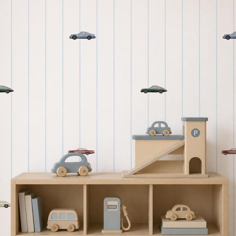 papier peint voiture rayure bleu