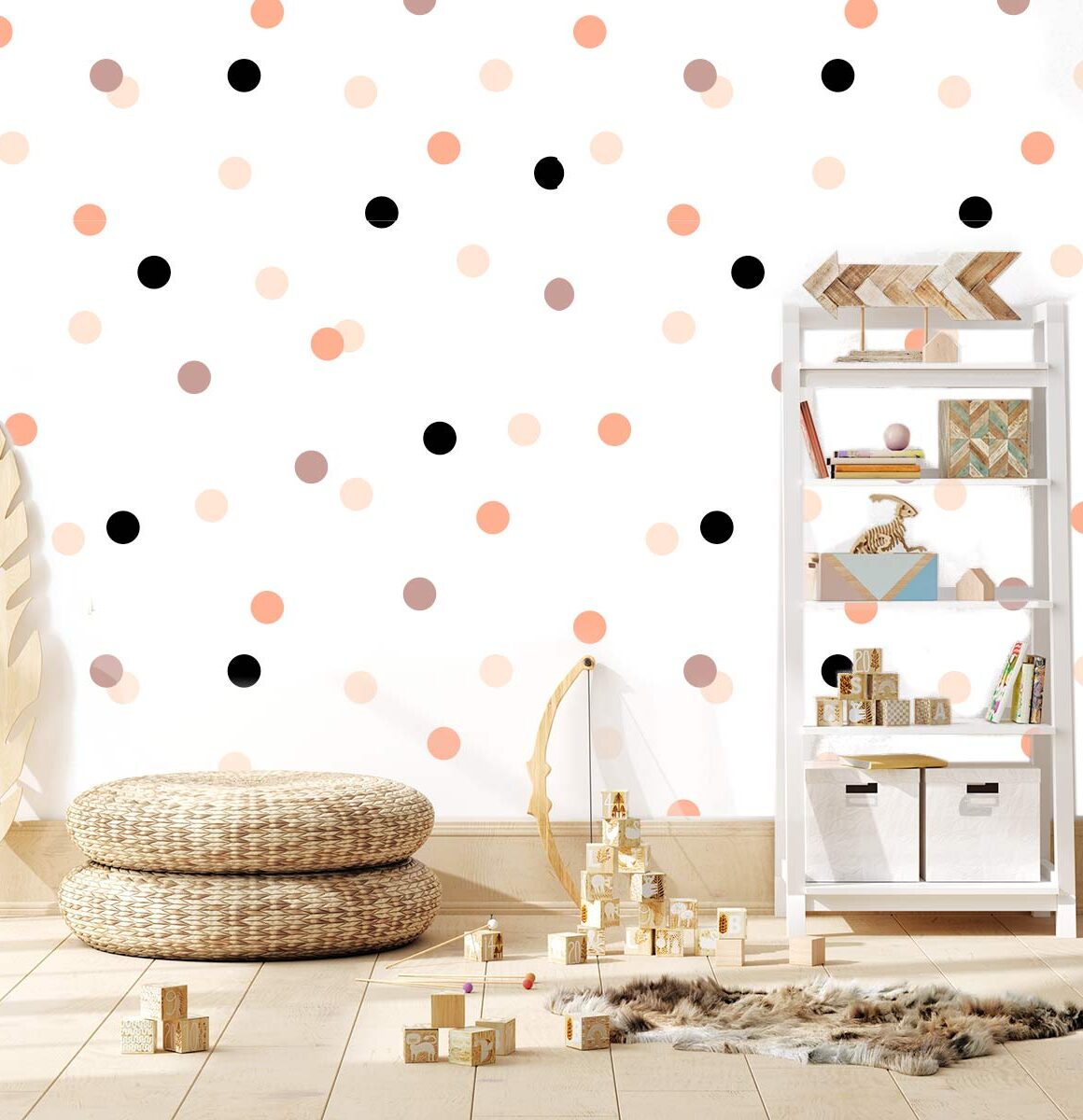 papier-peint-à-pois-orange-enfant