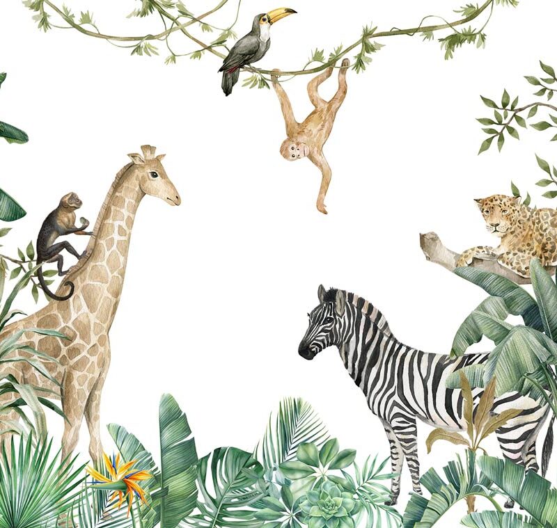 papier-peint-amis-de-la-jungle-pour-enfant