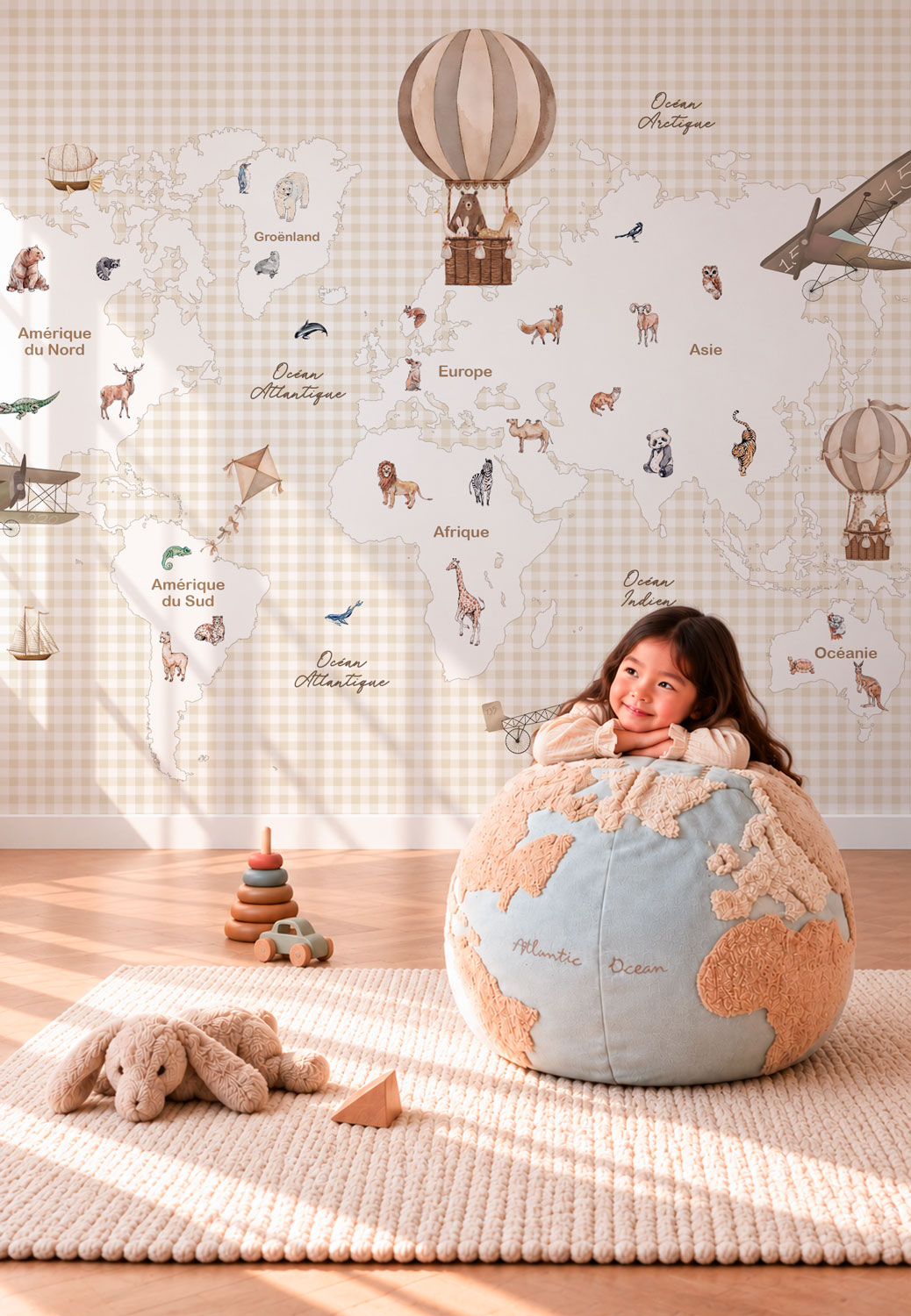 papier-peint-carte-du-monde-vichy-beige