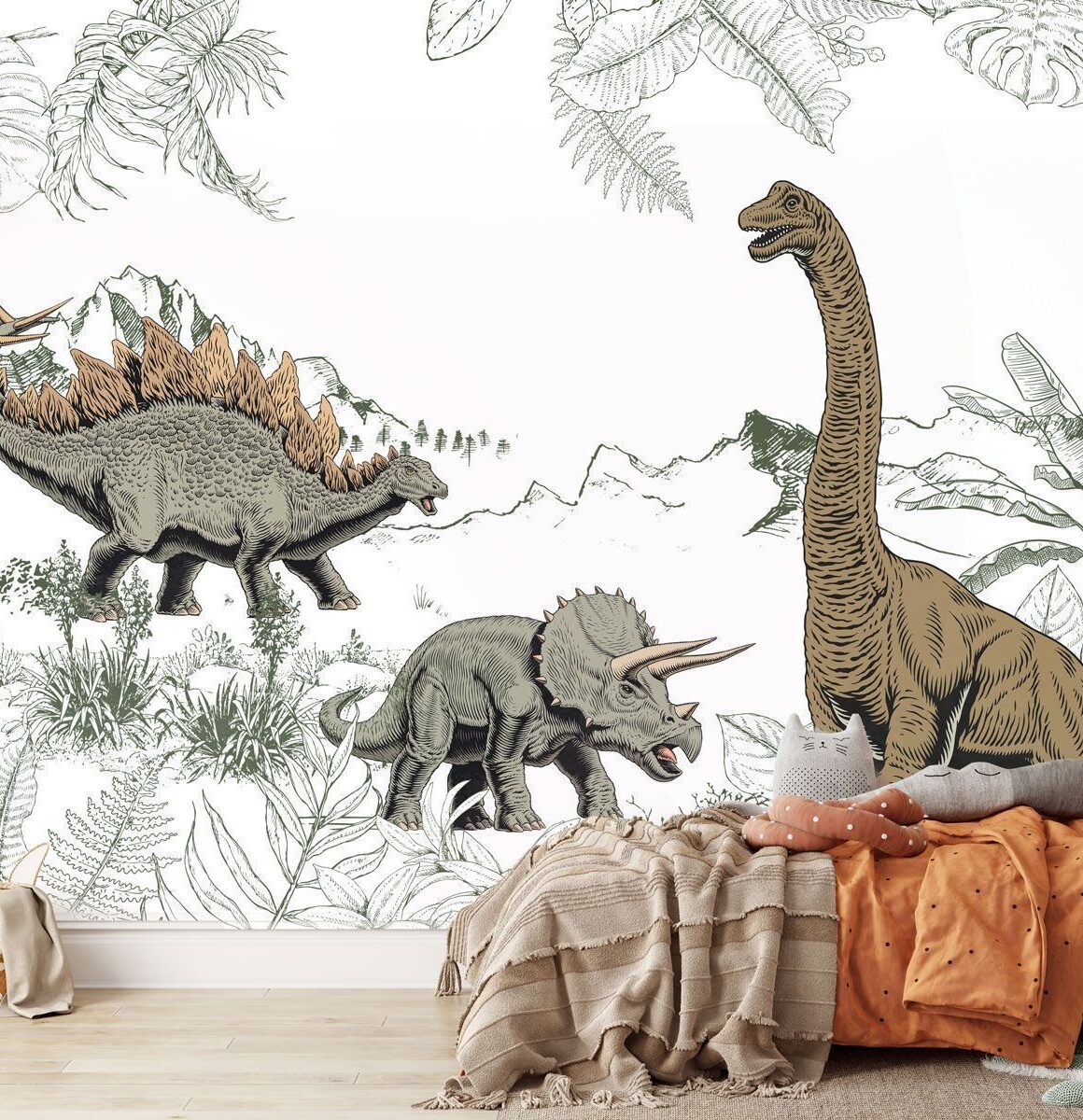 papier-peint-dinosaure-vert