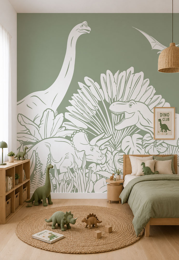 papier peint dinosaure vert