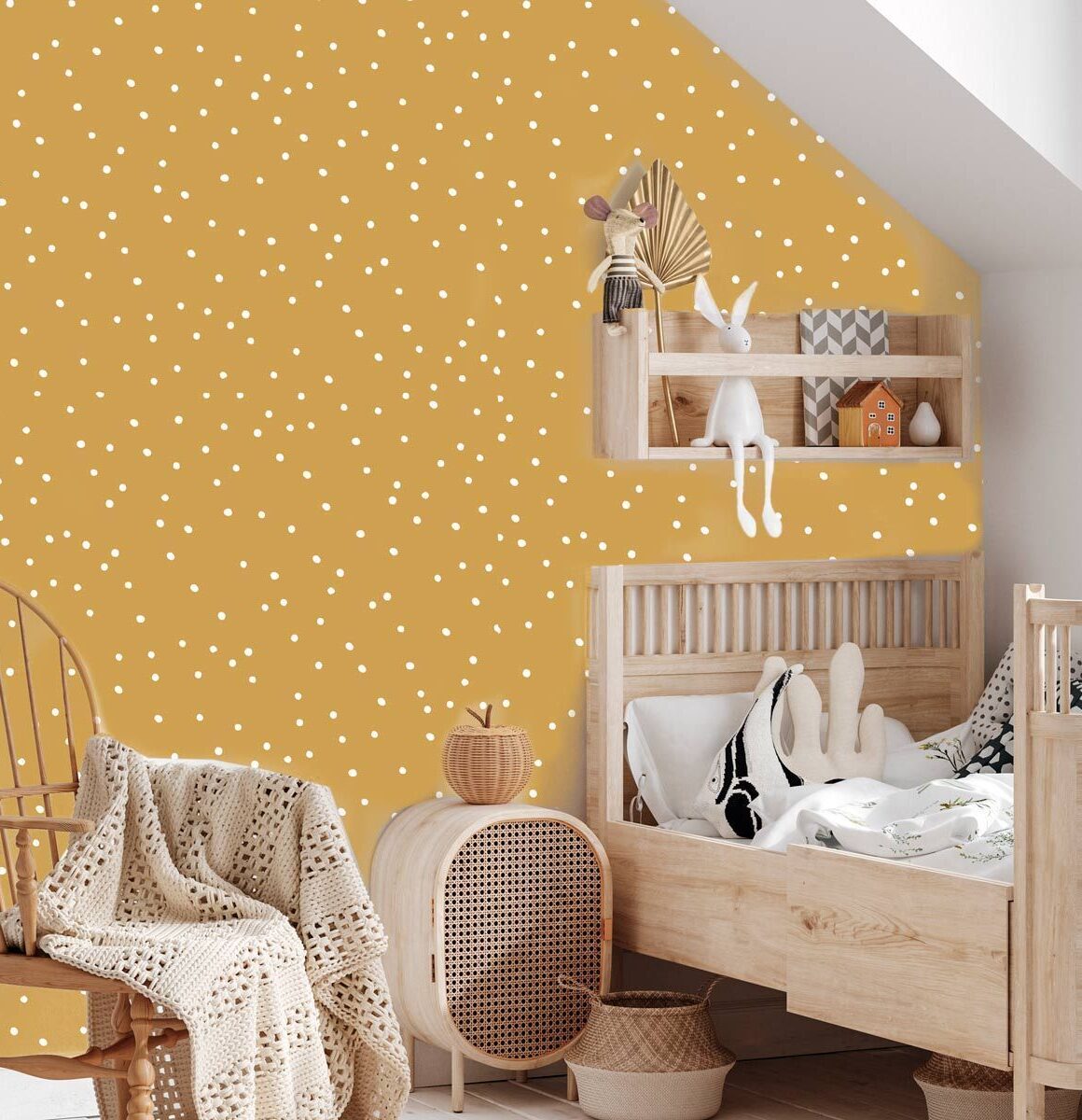 papier-peint-enfant-jaune-moutarde