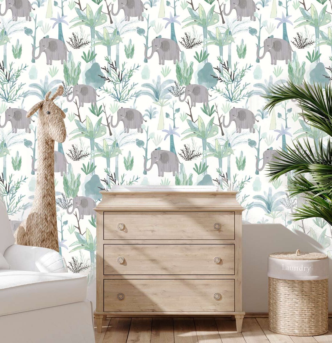 papier-peint-enfant-vert-d'eau