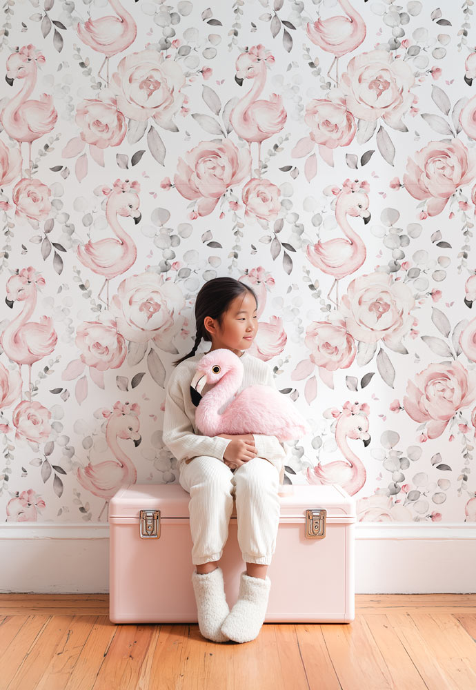 papier-peint-flamant-rose