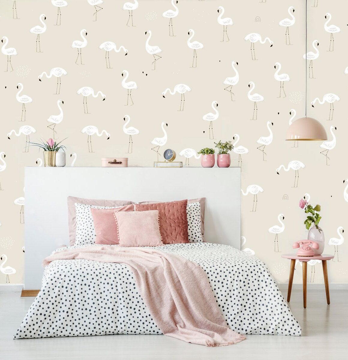papier-peint-flamant-rose-enfant