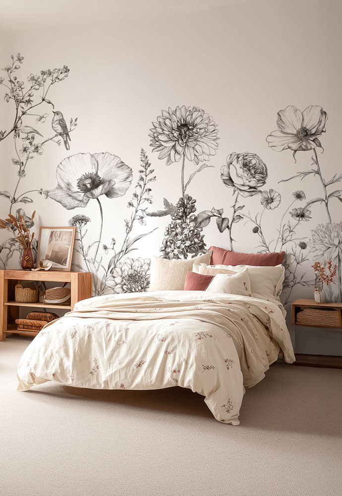 papier-peint-fleurs-noir-blanc