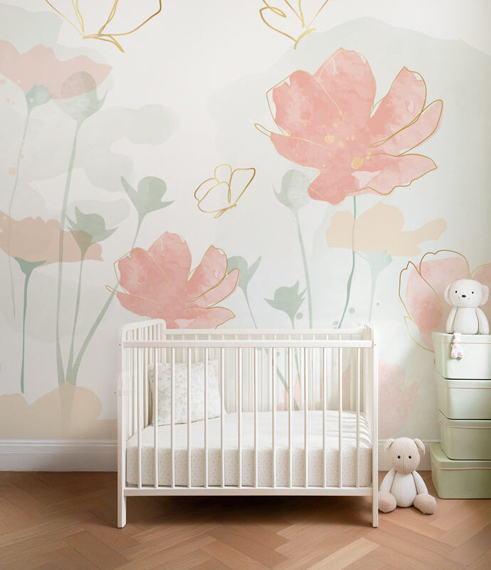 Abstract floral wallpaper for children