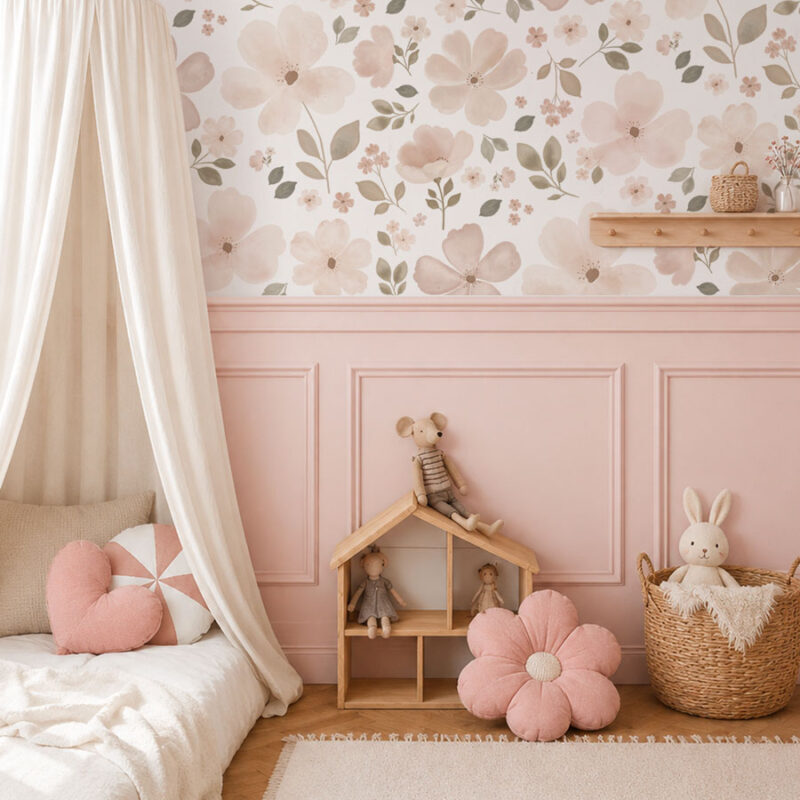 papier-peint-fleurs-rose