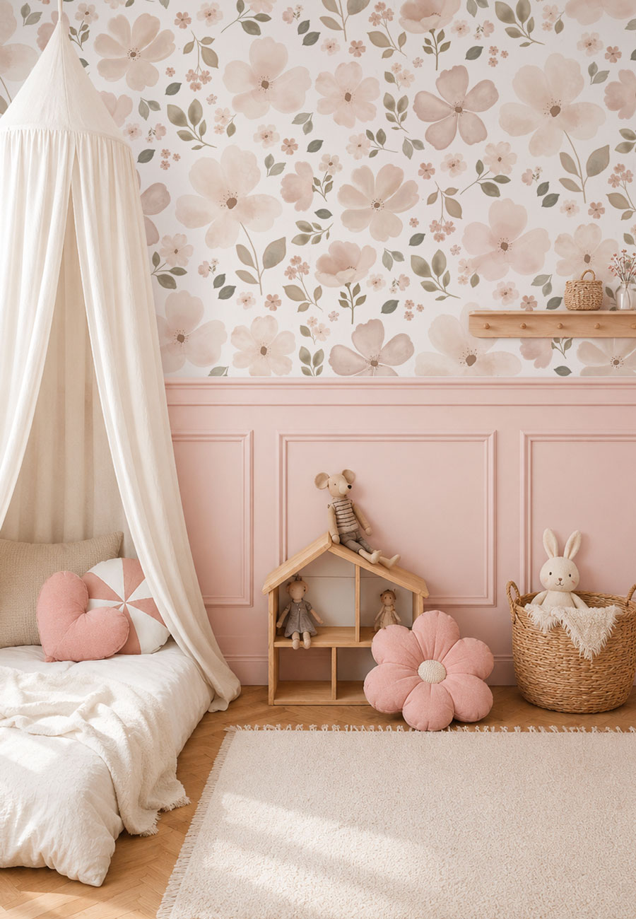 papier-peint-fleurs-rose