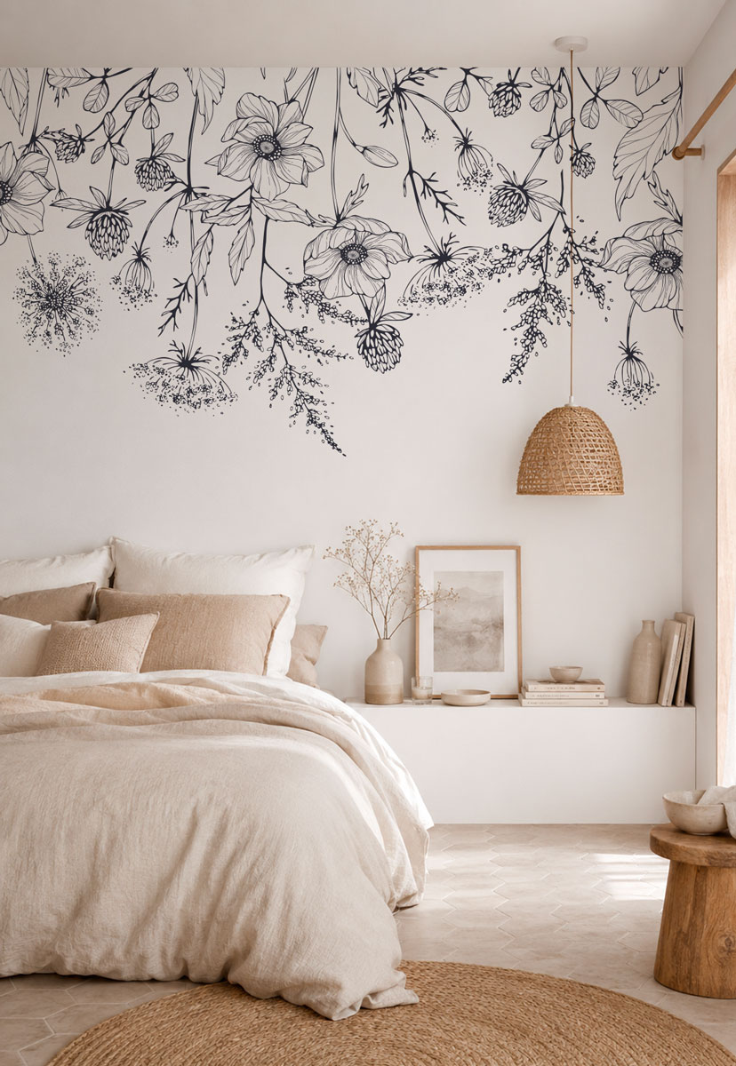 papier-peint-floral-noir-et-blanc