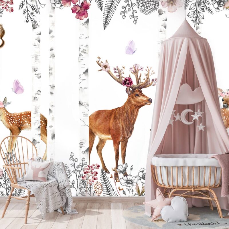 papier-peint-foret-fille