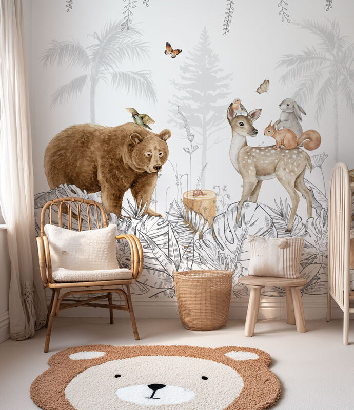 "Friends of the Forest" wallpaper for kids