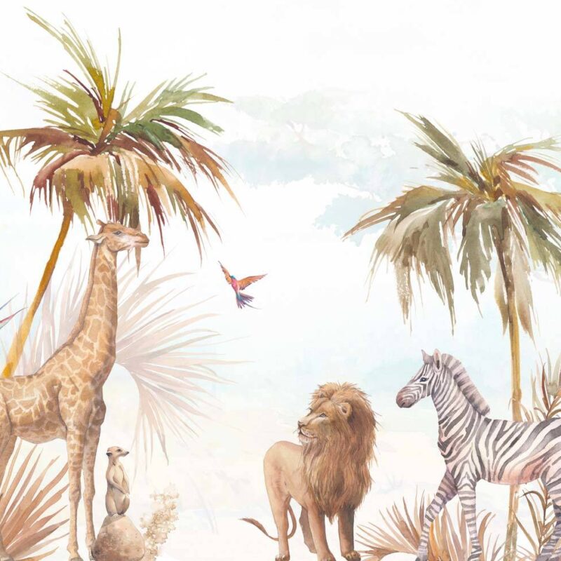 Watercolor-style jungle wallpaper for kids - Image 2
