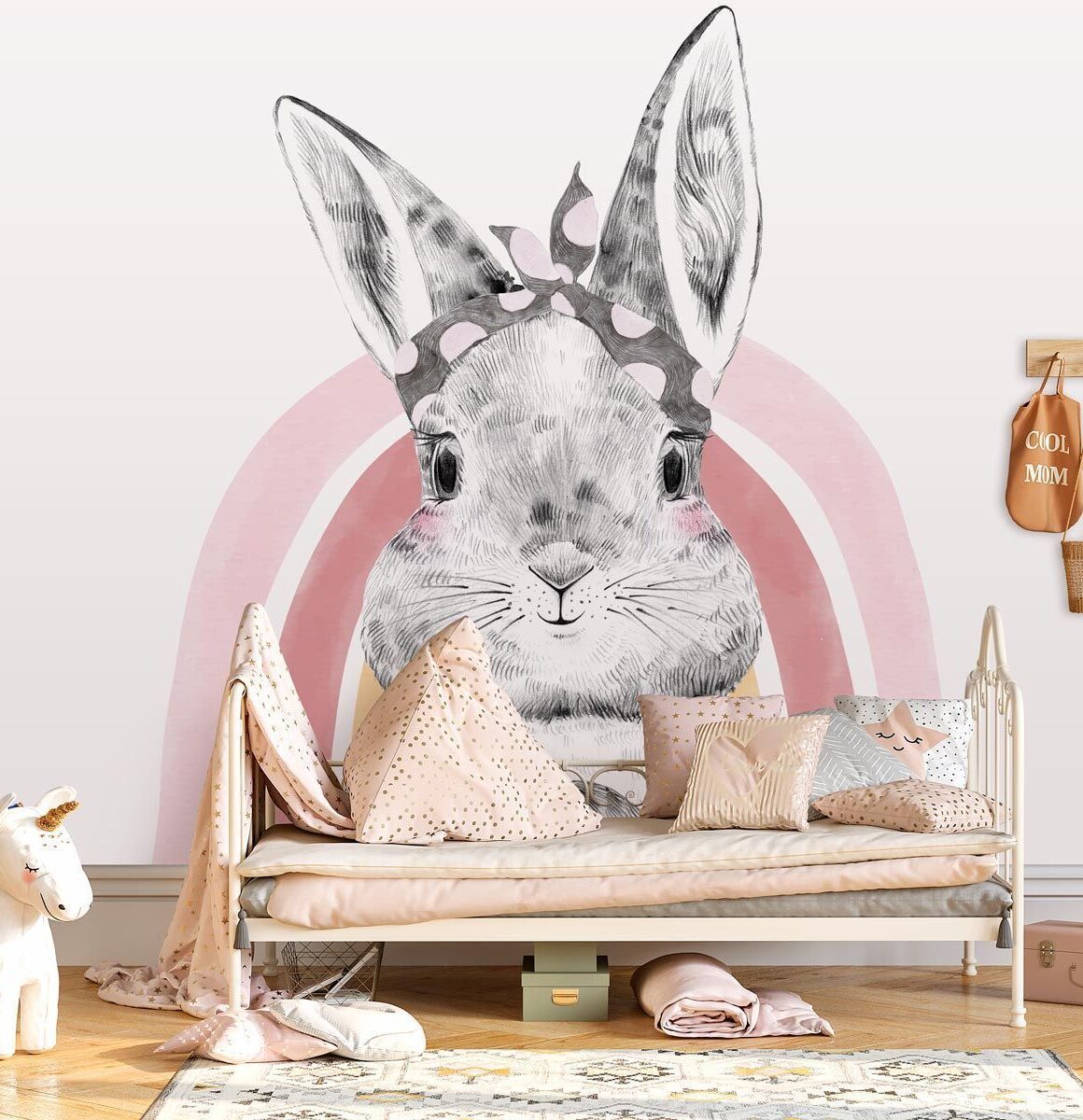 papier-peint-lapin-fille