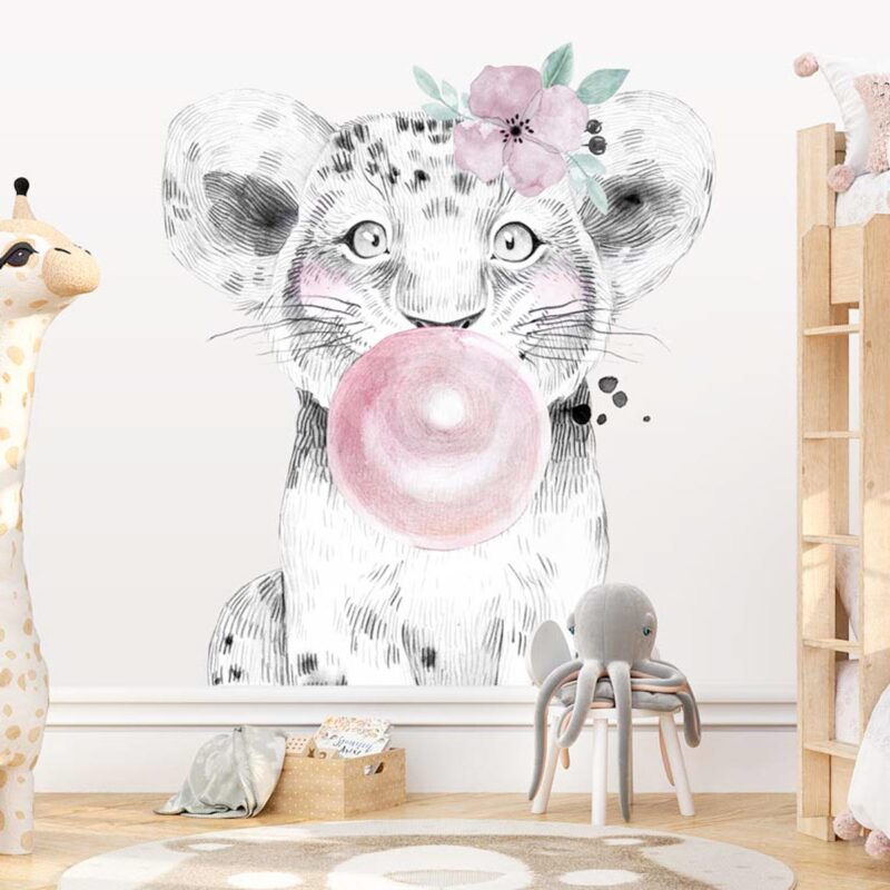 papier-peint-lion-chambre-fille