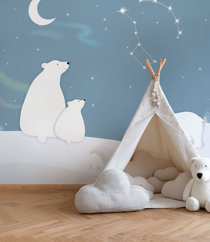 Polar Bear and Astronomy Wallpaper for Kids