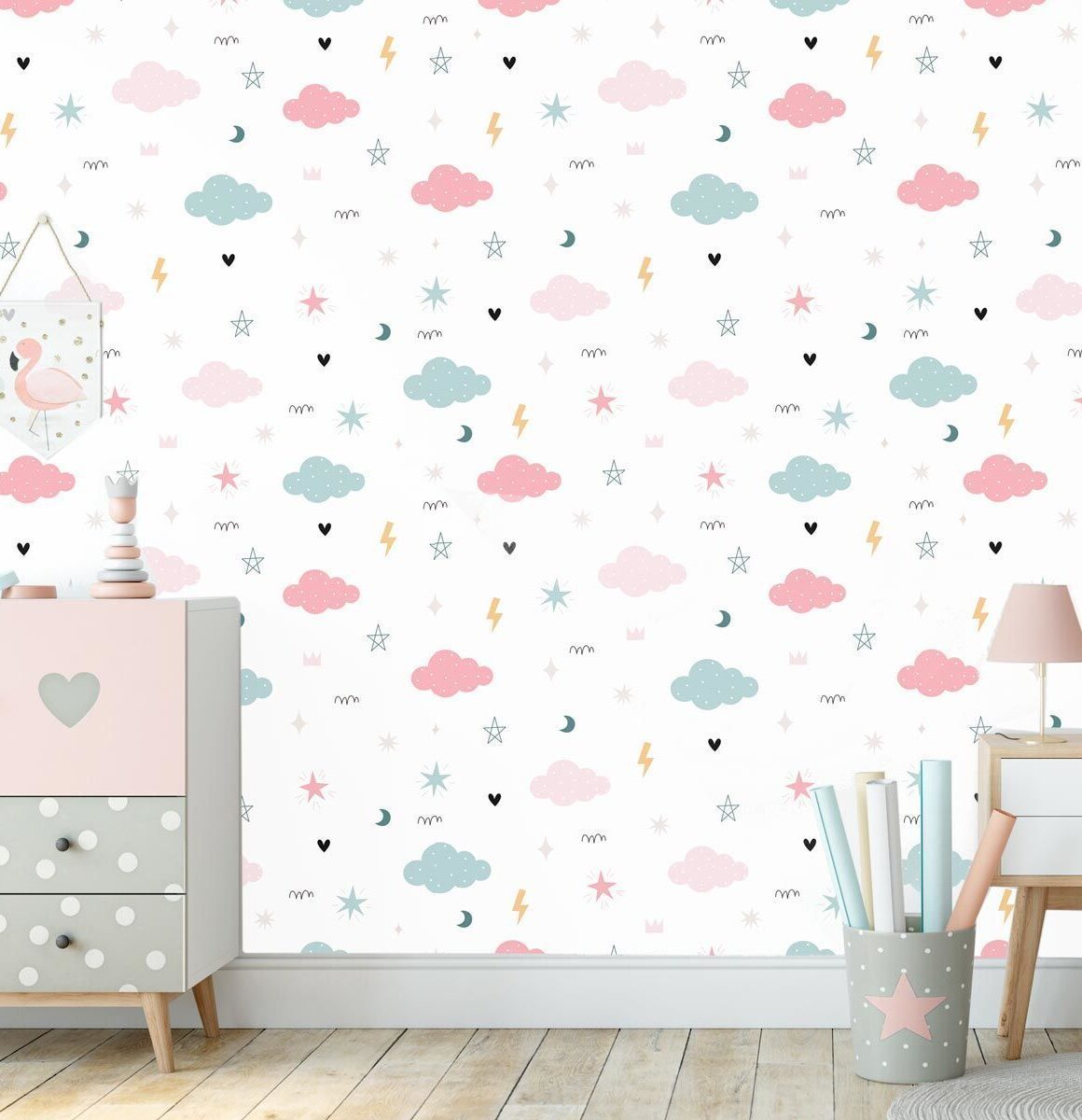 papier-peint-petit-motif-chambre-fille