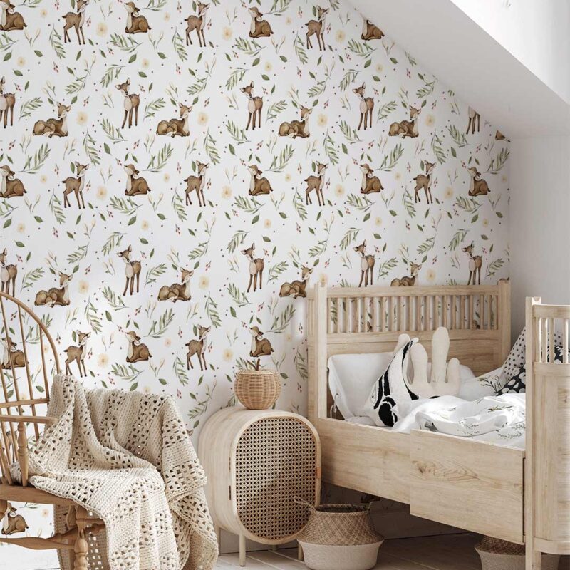 papier-peint-petites-biches-des-bois-vert