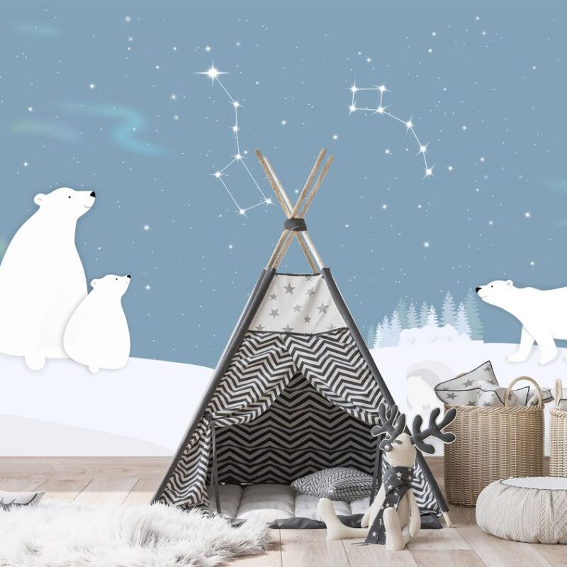 Polar Bear and Astronomy Wallpaper for Kids - Image 2