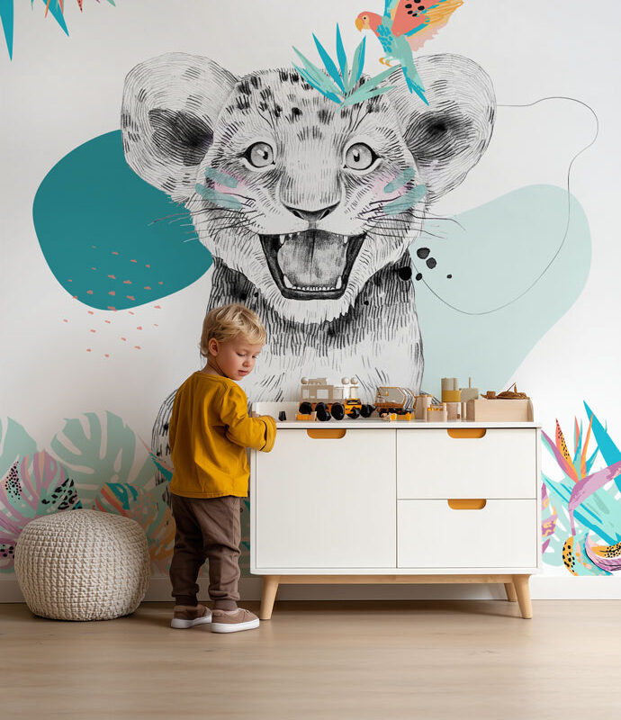 Colorful safari wallpaper for kids