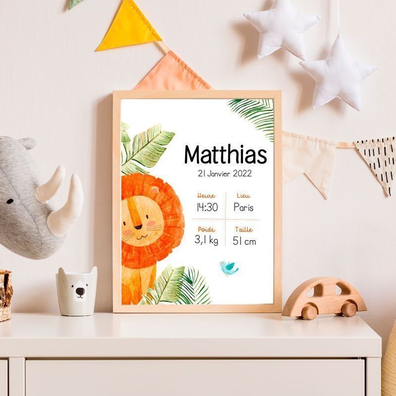 Personalized Jungle Birth Announcement Poster - Image 2