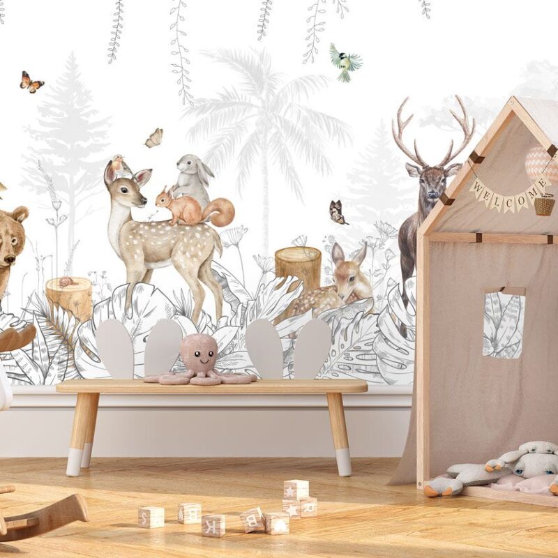 "Friends of the Forest" wallpaper for kids - Image 4