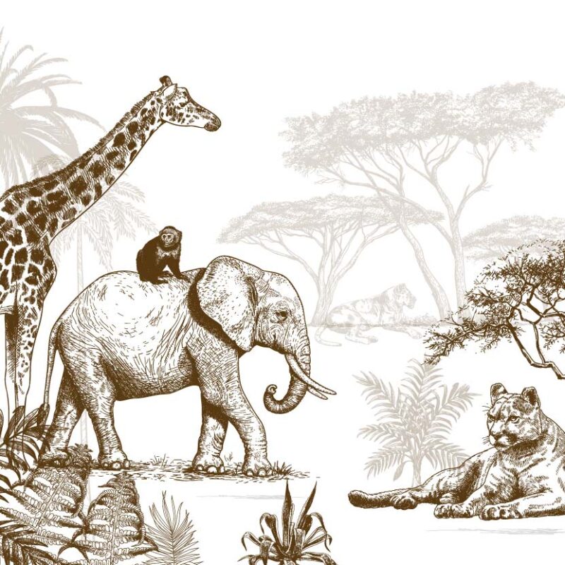 Sepia-toned savanna wallpaper - Image 2
